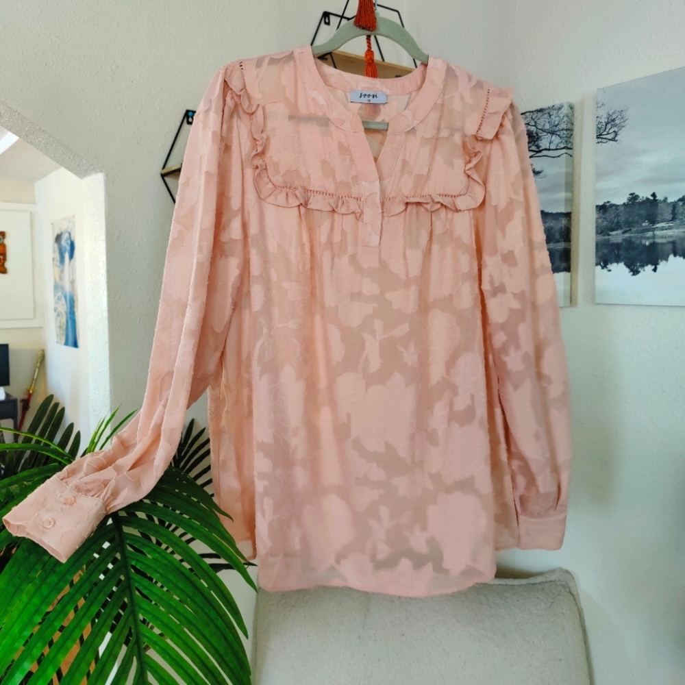 Soon Plus Size Blush Pink Floral Blouse